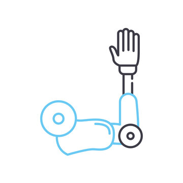 cyber arm protesis line icon, outline symbol, vector illustration, concept sign