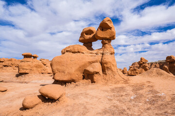 Fototapeta na wymiar Natural beauty of sandstone formations in Goblin Valley State Park in Utah