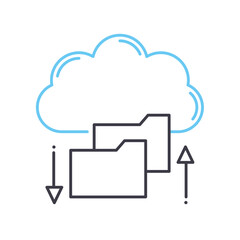 data backup line icon, outline symbol, vector illustration, concept sign