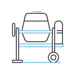 concreate mixer line icon, outline symbol, vector illustration, concept sign