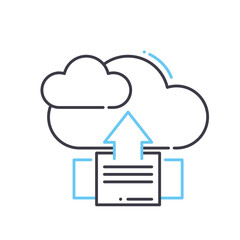 cloud upload process line icon, outline symbol, vector illustration, concept sign