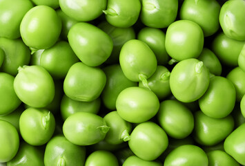 background of fresh green peeled peas