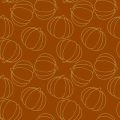 Autumn cartoon line art seamless pumpkins pattern for clothes print and wrapping and notebooks and kids