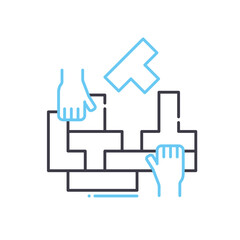 co-creation line icon, outline symbol, vector illustration, concept sign