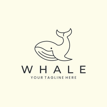line art whale minimalist style logo vector icon illustration template design