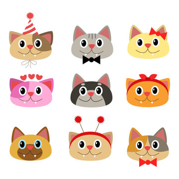 Collection of different kittens. Vector illustration.