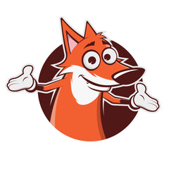 funny cartoon fox vector sign