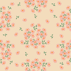 Seamless decorative elegant pattern with cute flowers. Print for textile, wallpaper, covers, surface. For fashion fabric. Retro stylization.