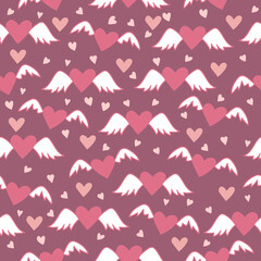 Seamless pattern with heart. Print for textile, wallpaper, covers, surface. Retro stylization. Love pattern