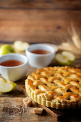 Apple pie with fresh apple slices
