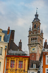 Fototapeta na wymiar old town hall in europe with midevil tower and classic buildings