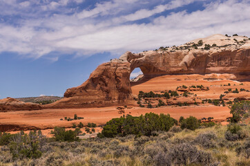 Wilson Arch is a natural sandstone arch in Utah, unique geological formation