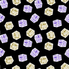Cartoon geometric seamless game dice pattern for kids and clothes and accessories and notebooks and wrapping paper