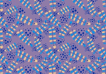 Abstract floral branches seamless cartoon doodle leaves pattern for clothes print and wrapping and kids and fabrics
