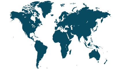 World map. Silhouette map. Color vector modern.	