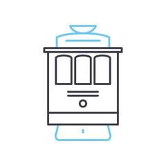 cuty tram line icon, outline symbol, vector illustration, concept sign