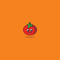Cute Tomatoes Mascot Logo Design Vector