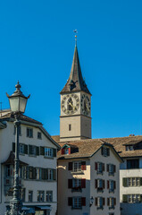 Fototapeta na wymiar View of St. Peter church in Zurich, Switzerland