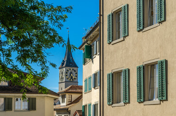 Fototapeta na wymiar View of St. Peter church in Zurich, Switzerland