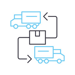 delivery trucks line icon, outline symbol, vector illustration, concept sign