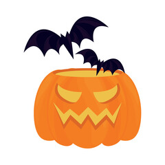 halloween pumpkin and bats