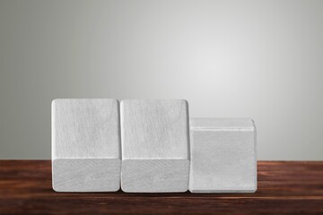 Concept of turns dice and changes the word on the desk