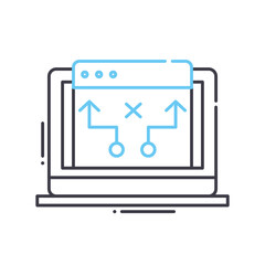 digital strategy line icon, outline symbol, vector illustration, concept sign