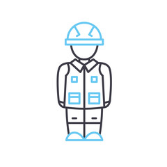 construction worker line icon, outline symbol, vector illustration, concept sign