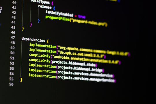 Code background. Android application development code with Java language is on the screen.