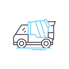 concrete mixer truck line icon, outline symbol, vector illustration, concept sign
