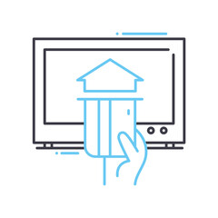 computer payment line icon, outline symbol, vector illustration, concept sign