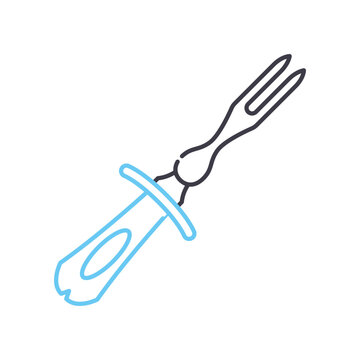carving fork line icon, outline symbol, vector illustration, concept sign