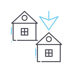 duplex house line icon, outline symbol, vector illustration, concept sign