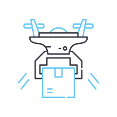 drone logistics line icon, outline symbol, vector illustration, concept sign