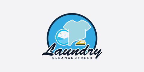 laundry washing machine logo with creative concept for you laundry businees icon