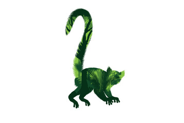 Fototapeta premium Vector tropical rainforest Jungle illustration with lemur