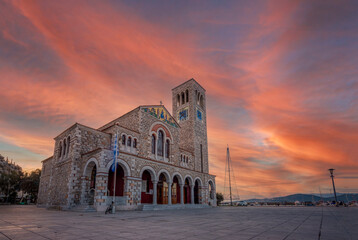 Volos church toruistic destination with beautiful sky