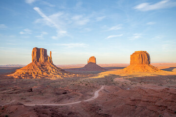 sunrise at west mitten butte in the monument valley, Utah
