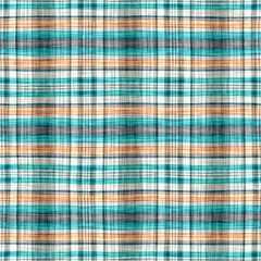 Teal rustic coastal beach house check fabric tile. Seamless sailor flannel textile gingham repeat swatch.