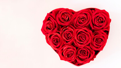 Valentines Day Heart Made of Red Roses Isolated 