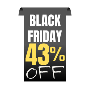 43% percent off, shop, now, Today offer, 3D Black design black friday poster , with various background details, Vector illustration, Forty-three 
