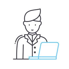 digital manager line icon, outline symbol, vector illustration, concept sign