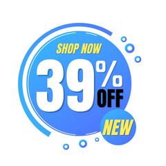 39% off, shop now, super discount with abstract blue and yellow sale design, vector illustration.percent offer, Thirty-nine