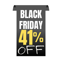 41% percent off, shop, now, Today offer, 3D Black design black friday poster , with various background details, Vector illustration, Forty-one 