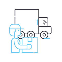 cargo loading line icon, outline symbol, vector illustration, concept sign