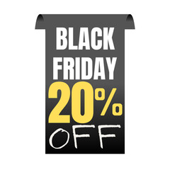 20% percent off, shop, now, Today offer, 3D Black design black friday poster , with various background details, Vector illustration, Twenty 