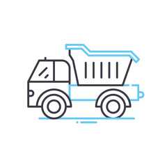 dump truck line icon, outline symbol, vector illustration, concept sign