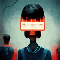 Cyber bullying concept, rumors, discredit, bullying, insult, racist, threat, harassment, hacking, impersonate and social media bully - obrazy, fototapety, plakaty