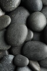 Many different stones as background, top view