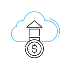 cloud finances services line icon, outline symbol, vector illustration, concept sign
